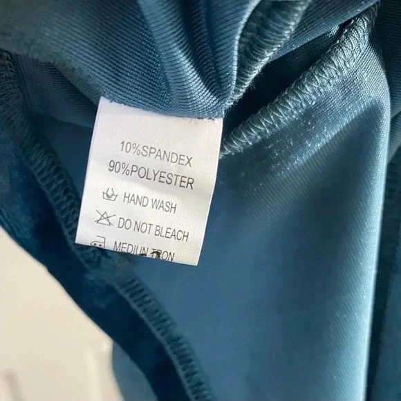 GOBLES Green Velvet Bodycon Dress L Long Sleeve Square Neck Mini - Picture 5 of 7